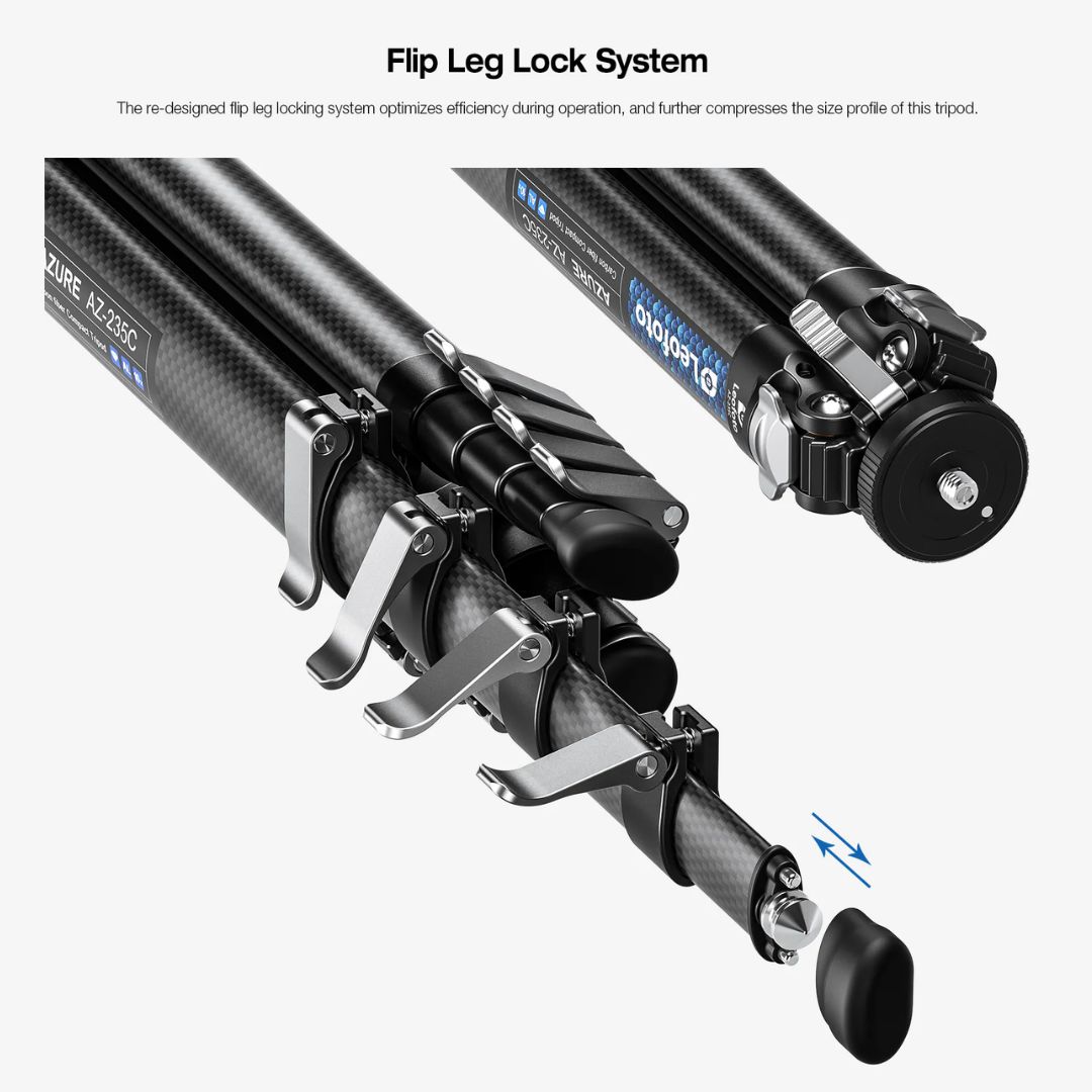 Leofoto AZ-235C+LH-30R Azure Series Ultra-Compact Carbon Fibre Tripod