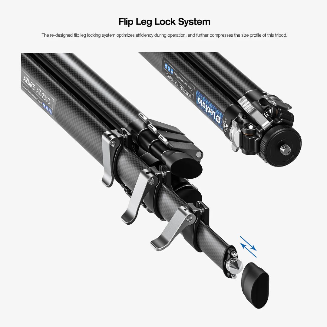 Leofoto AZ-204C + LH-25R AZURE SERIES Ultra-Compact Carbon Fibre Tripod