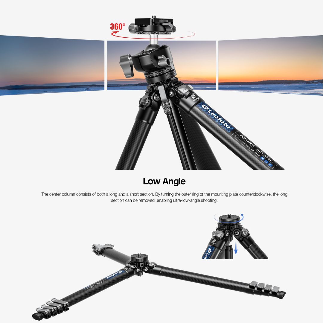 Leofoto AZ-235C+LH-30R Azure Series Ultra-Compact Carbon Fibre Tripod