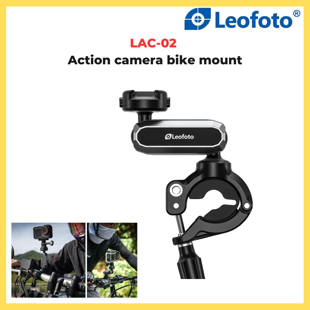 Leofoto LAC-02 Action Camera Bike Mount for DJI Action 6, Action 5 , Insta360 X5, Ace Pro2