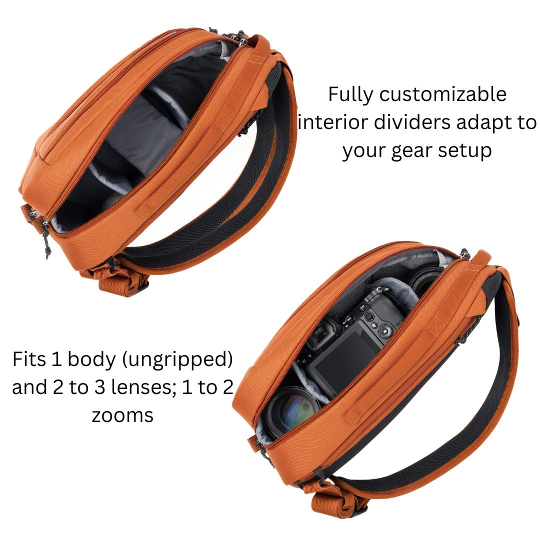Think Tank Photo Turnstyle 8L Fits 1 body (ungripped) and 2 to 3 lenses; 1 to 2 zooms