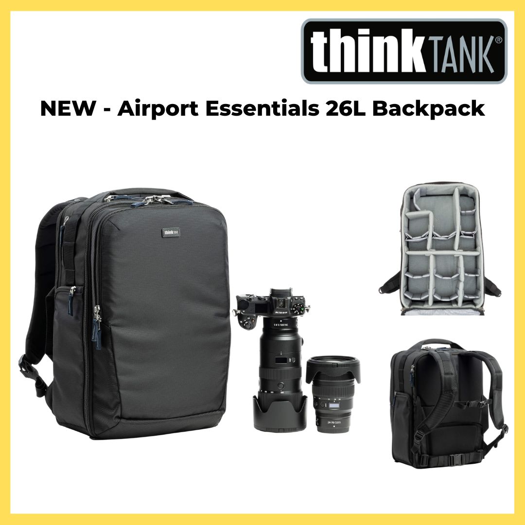 Think Tank Photo NEW - Airport™ Essentials 26L Backpack, Fits 2 standard-size camera bodies with lenses attached