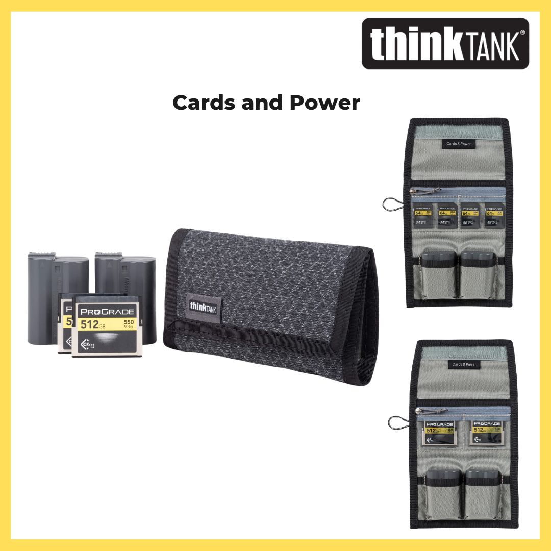 Think Tank Photo Cards and Power fits 2 CFast, CFexpress Type B or 4 SD, CFexpress Type A Memory Card Plus 2 Batteries