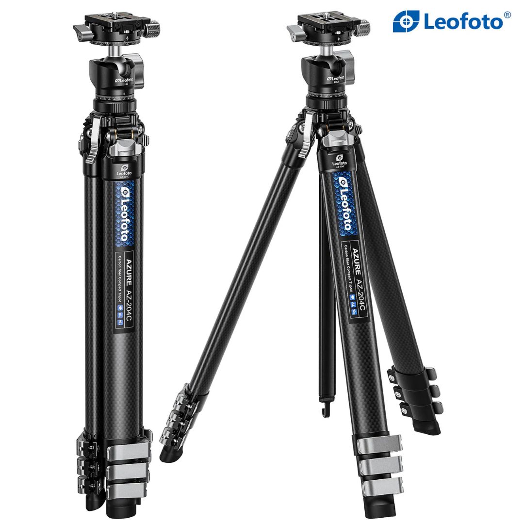 Leofoto AZ-204C + LH-25R 4 Section Ultra Compact Carbon Fibre Tripod