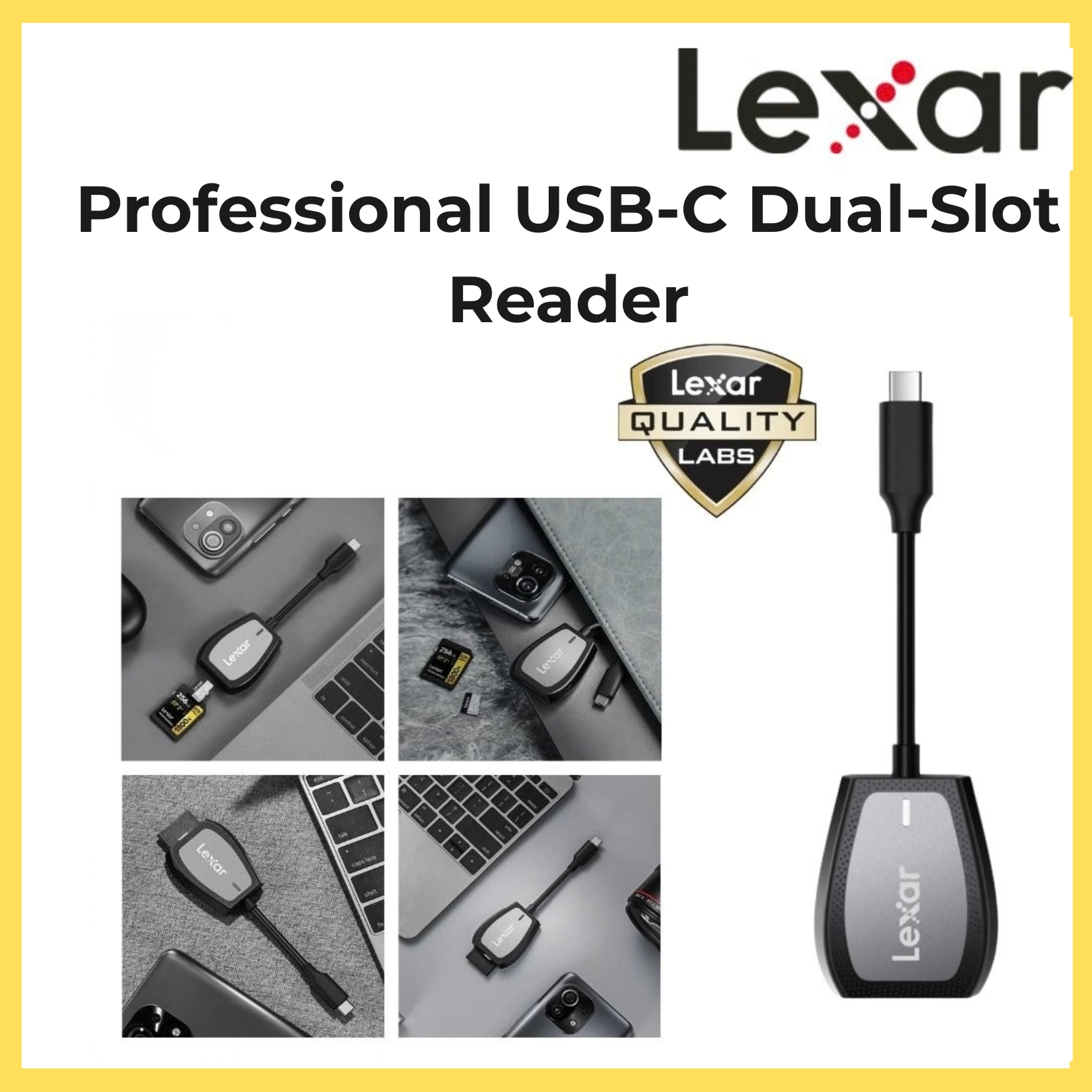 Lexar Professional USB-C Dual-Slot Reader works with SD and microSD UHS-II cards
