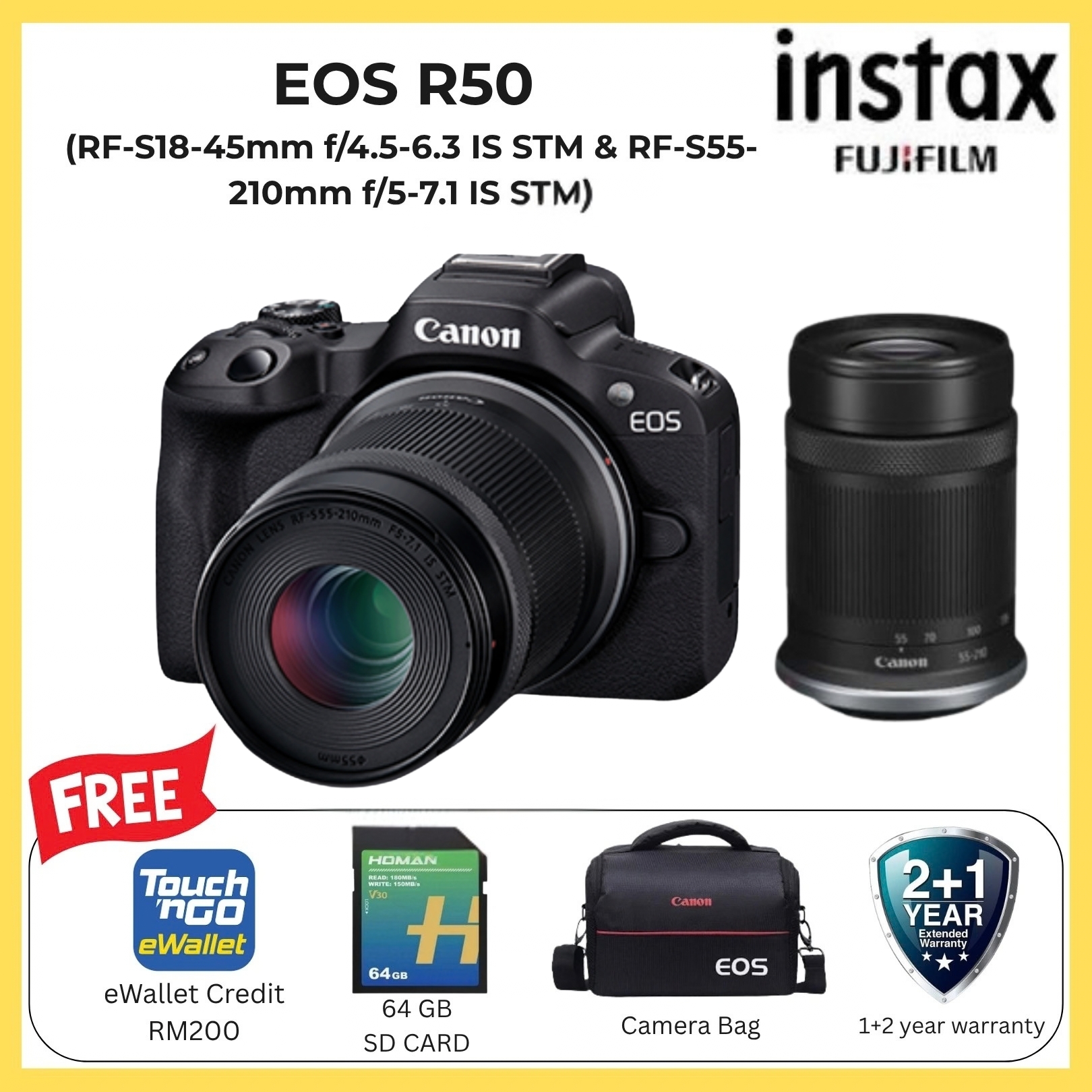 EOS R50 (RF-S18-45mm f/4.5-6.3 IS STM & RF-S55-210mm f/5-7.1 IS STM)