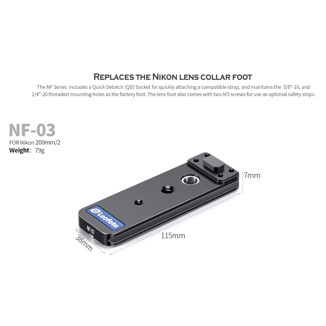 Leofoto NF-03 Lens foot for Nikon 200mm/2 Lens