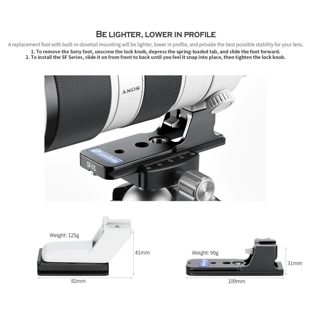 Leofoto SF-01 Lens foot for Sony FE 70-200mm f/2.8 GM OSS , FE 100-400mm f/4.5-5.6 GM OSS Lenses