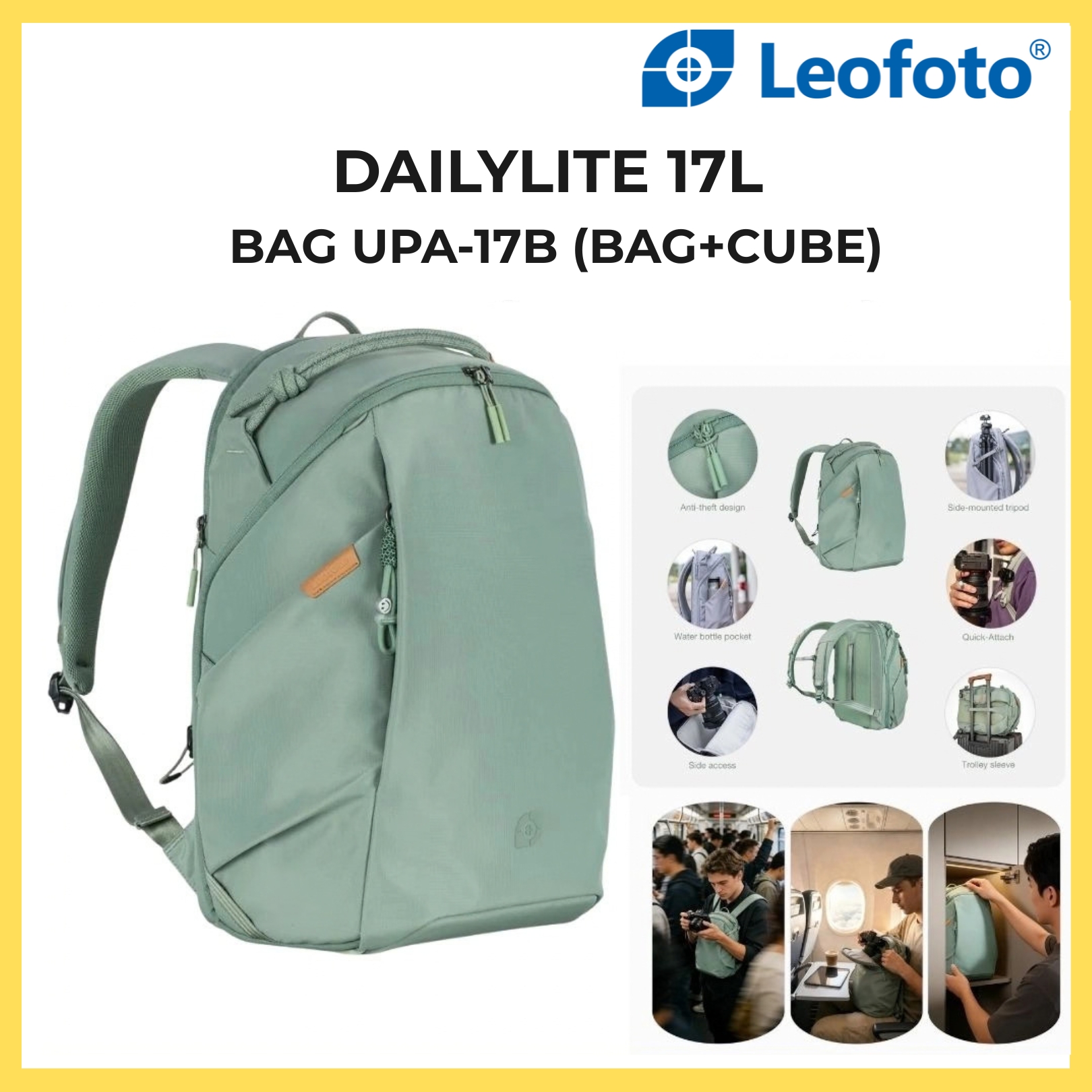 LEOFOTO Daylite 17L Bag UPA-17B ( BAG+ CUBE) Camera BackPack