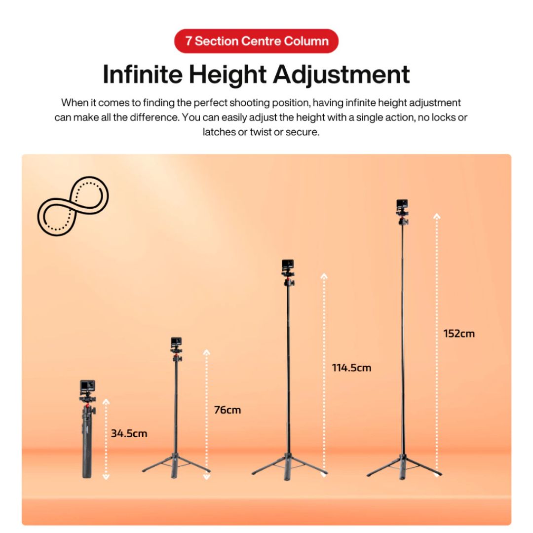 RED BUFFALO RB-MT60 High Extendable Tripod With Bluetooth Shutter Remote