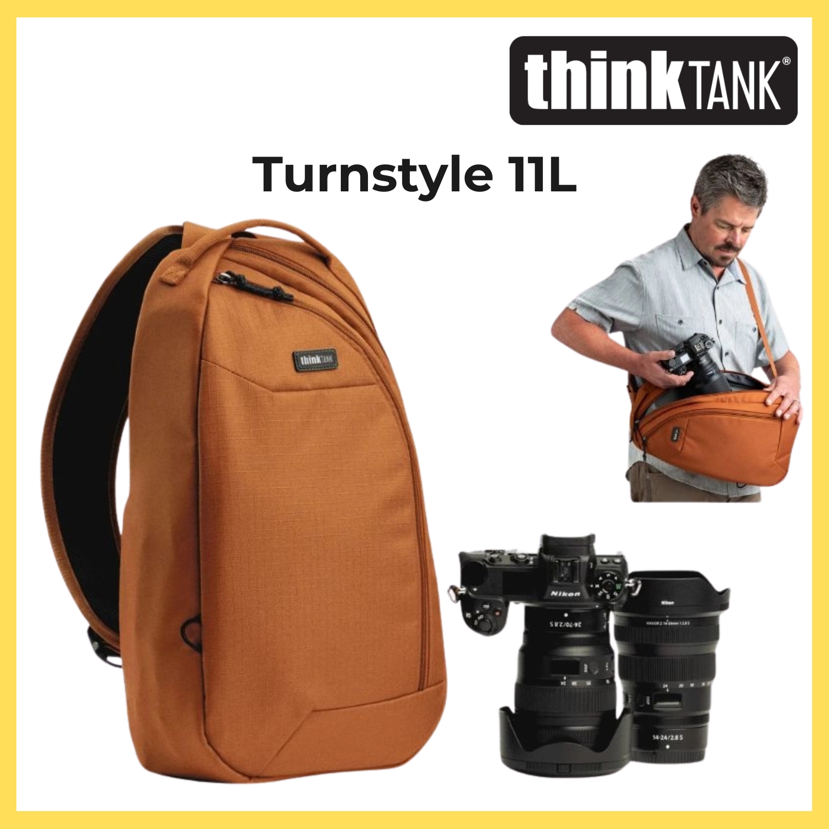 Think Tank Photo Turnstyle 11L Fits 1 body (ungripped) and 2 to 3 lenses; 1 to 2 zooms