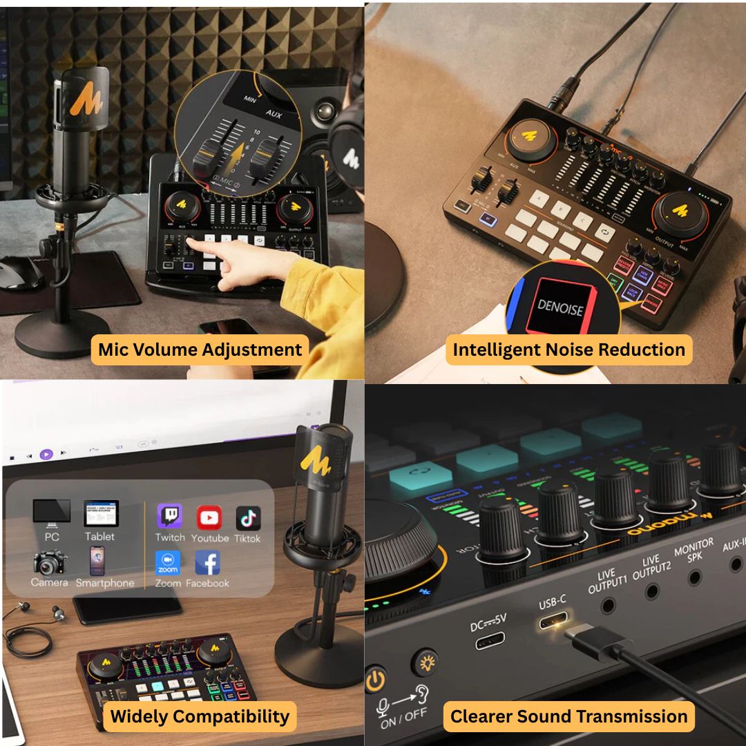 MAONO AU-AME2A ALL-IN-ONE SOUND CARD WITH MICROPHONE STARTER BUNDLE SET