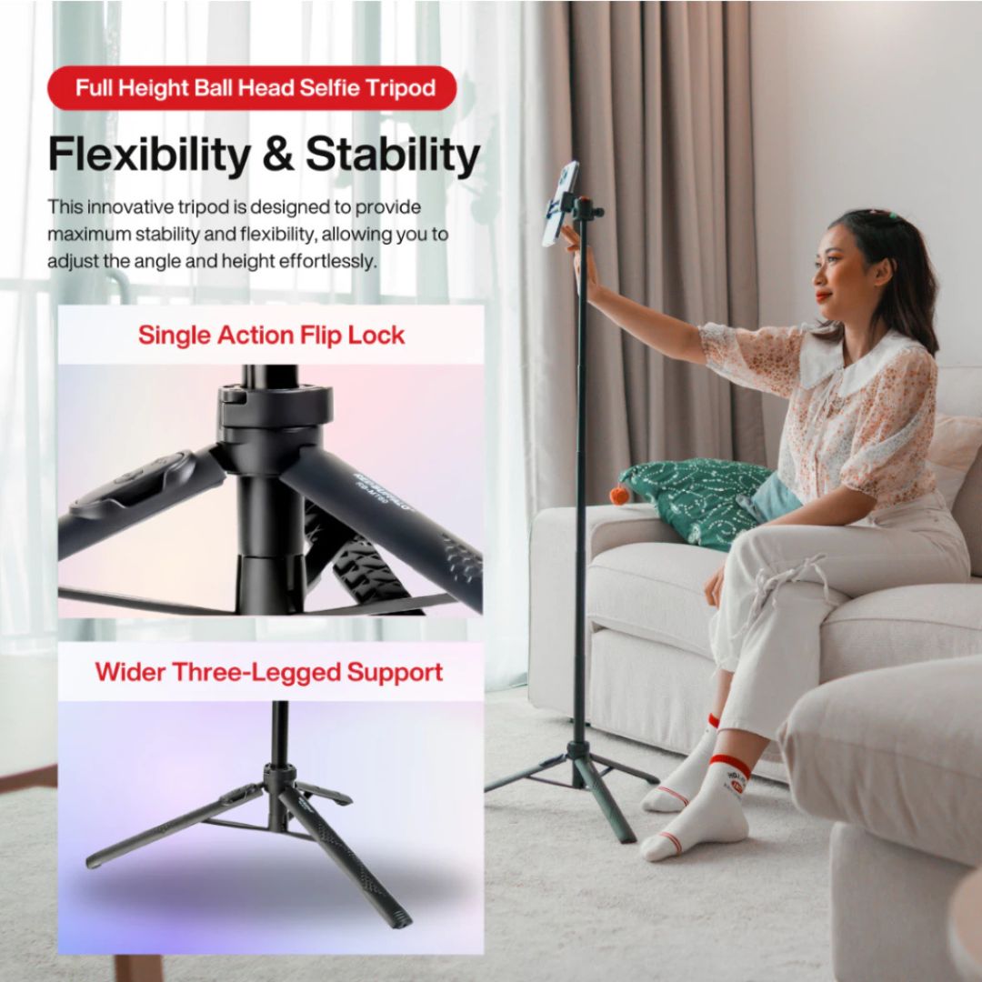 RED BUFFALO RB-MT60 High Extendable Tripod With Bluetooth Shutter Remote
