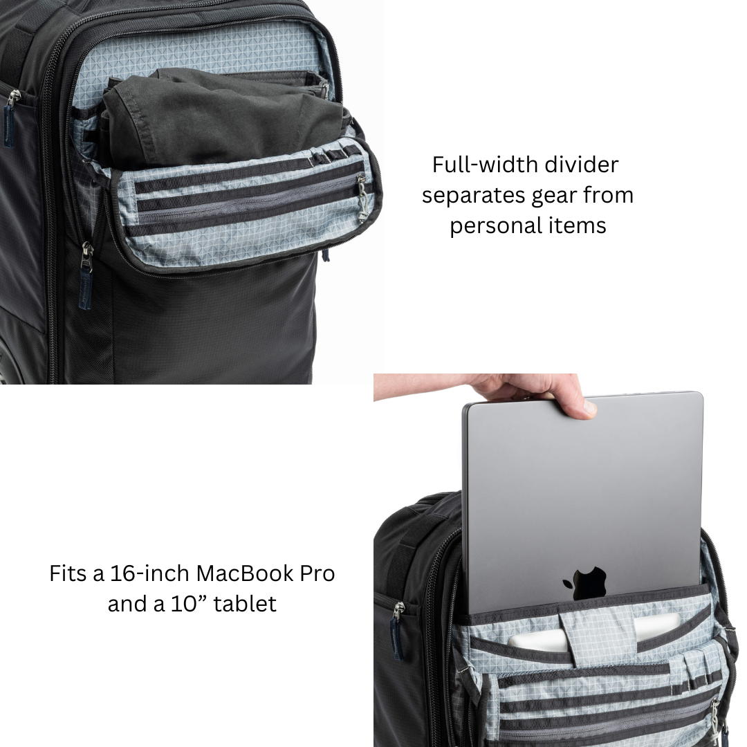 Think Tank Photo Airport Essentials Rolling Backpack "NEW VERSION 2026" for standard camera bodies,4–6 Lenses,16"Laptop