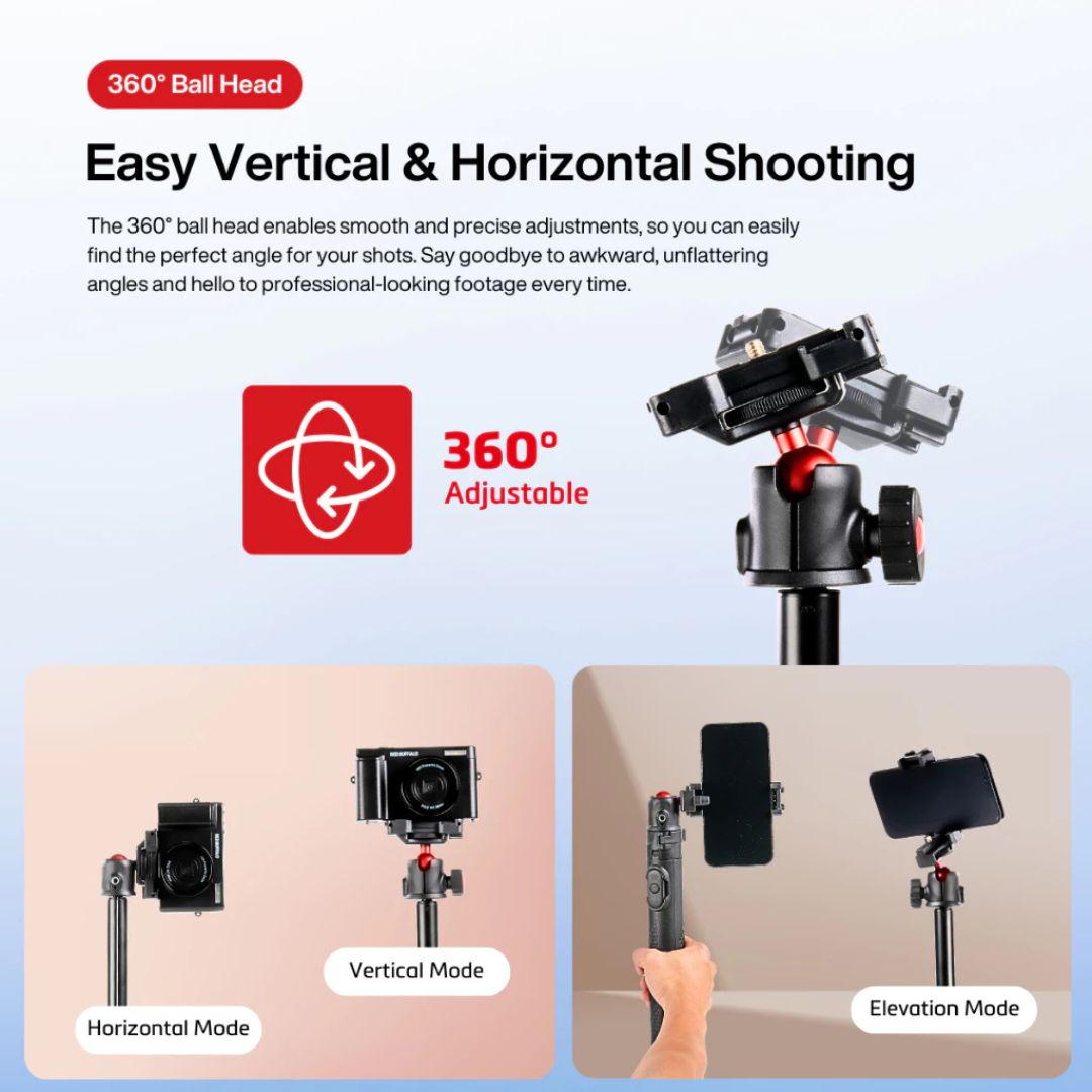 RED BUFFALO RB-MT60 High Extendable Tripod With Bluetooth Shutter Remote