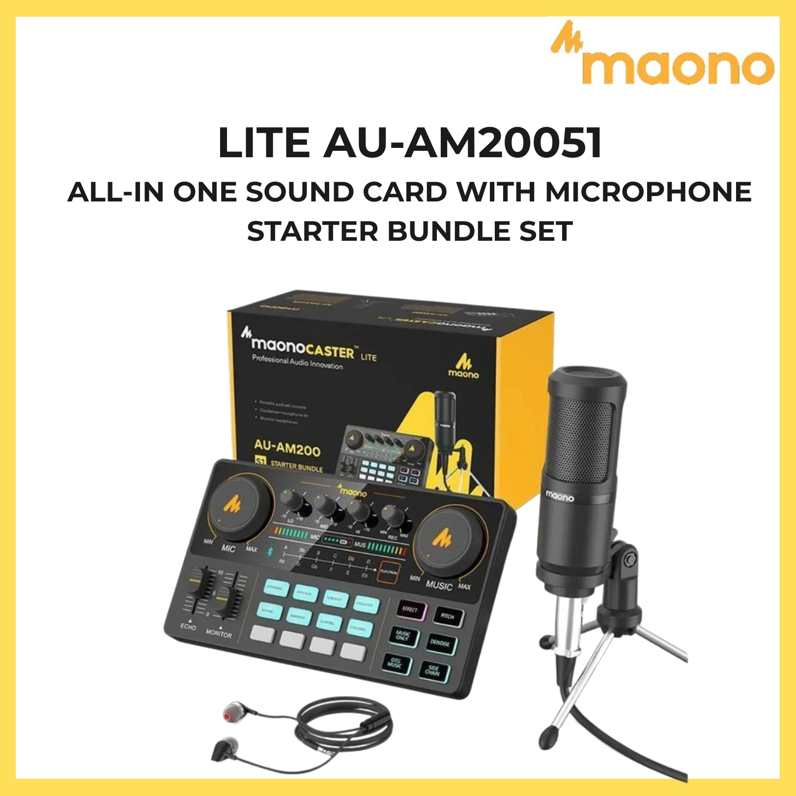 MAONO LITE AU-AM200S1 ALL-IN ONE SOUND CARD WITH MICROPHONE STARTER BUNDLE SET