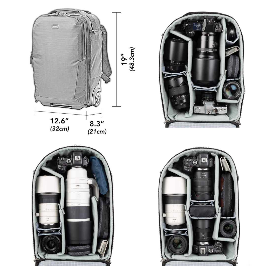 Think Tank Photo Airport Essentials Rolling Backpack "NEW VERSION 2026" for standard camera bodies,4–6 Lenses,16"Laptop