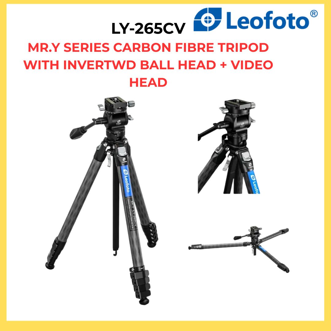 Leofoto LY-265CV Mr.Y Series Carbon Fibre Tripod with Inverted Ball Head + Video Head