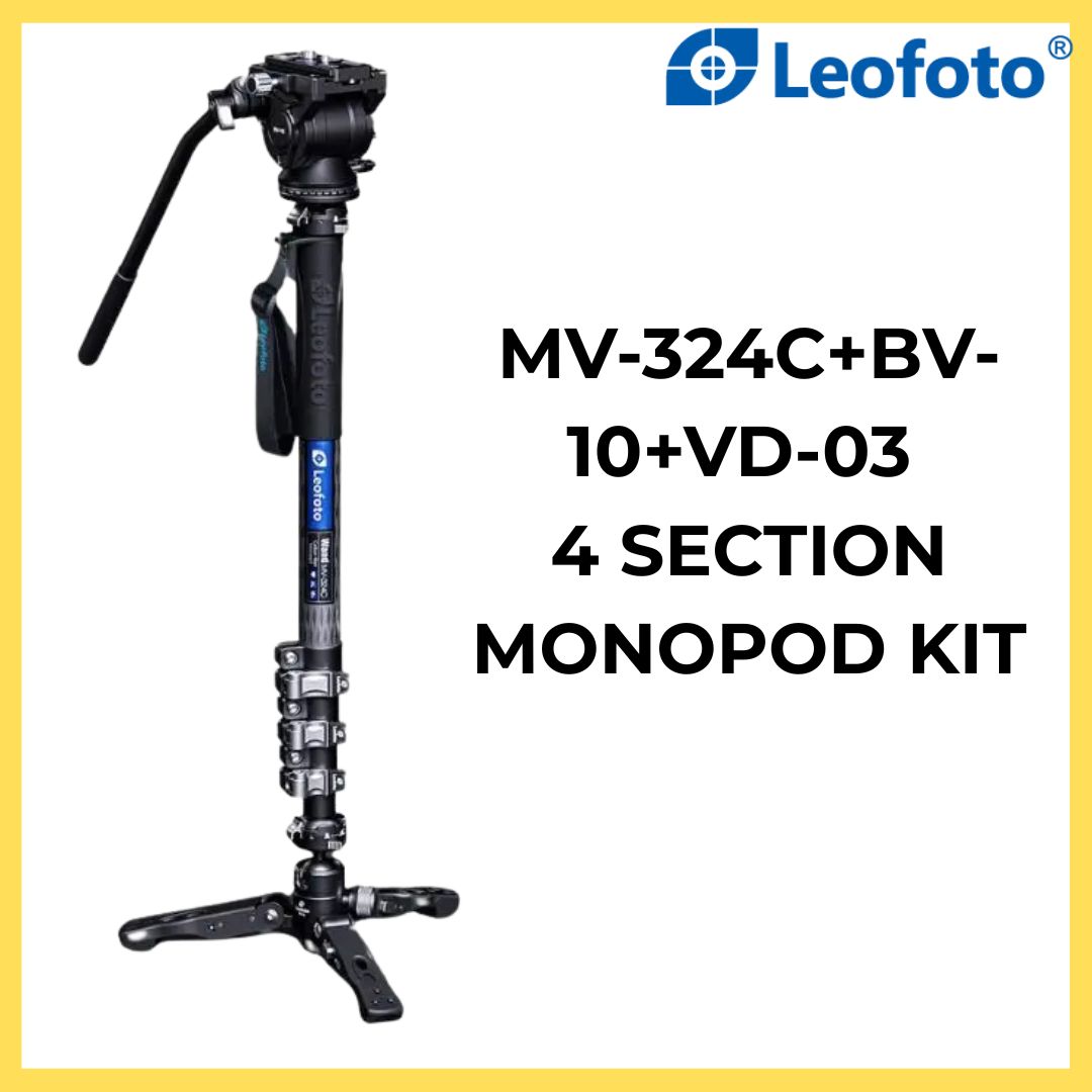 Leofoto MV-324C+BV-10+VD-03 4 Section Monopod Kit