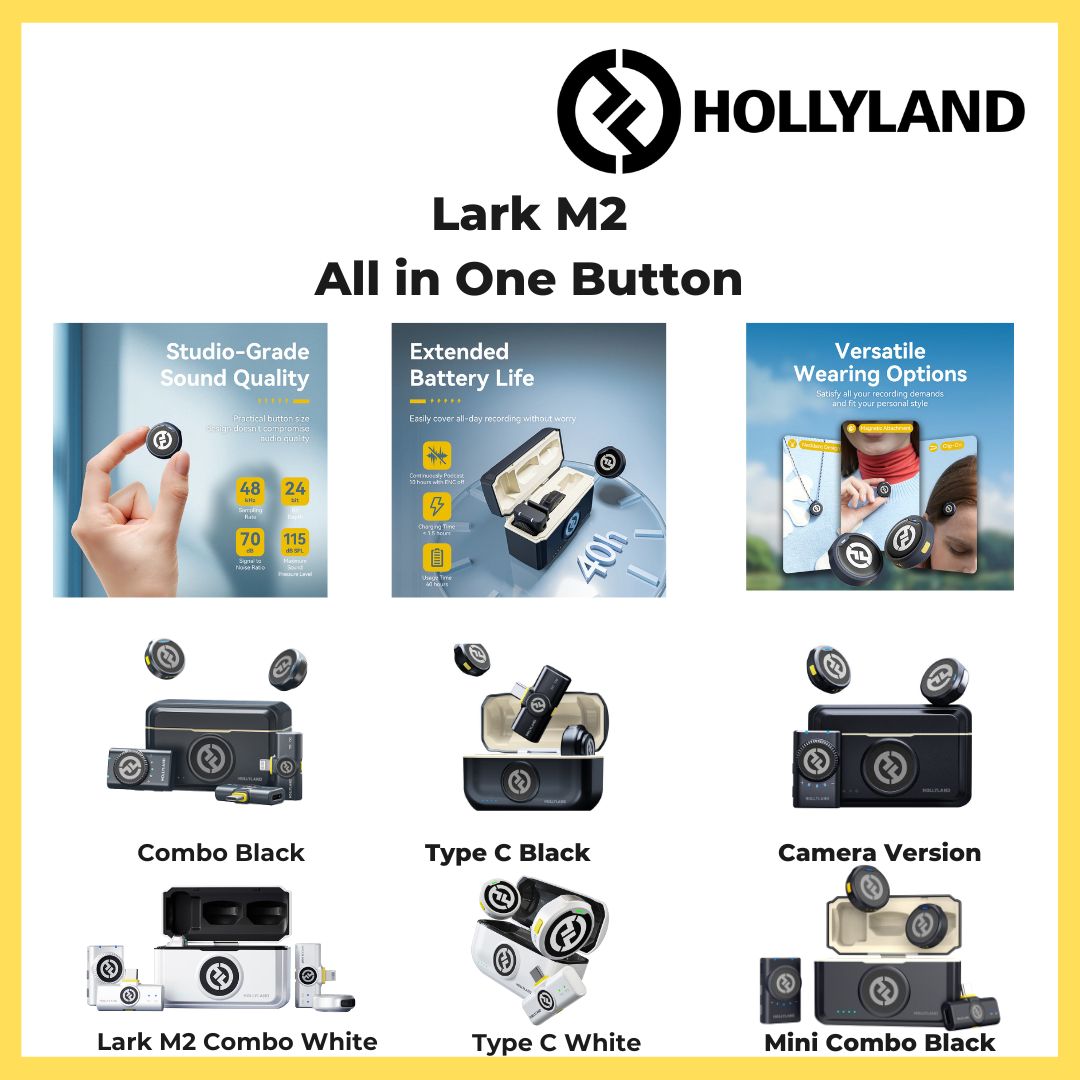 Hollyland Lark M2 Duo 2-Person Wireless Microphone for Combo / Type C/ Lightning / Camera