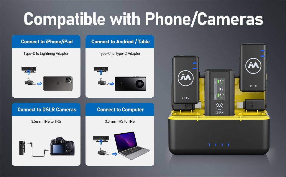 MAILADA X5 X5iS Pro 2 mic with Voice Recording Mode Charging Case Wireless Mic UV Sterilization 1 Year Malaysia Warranty