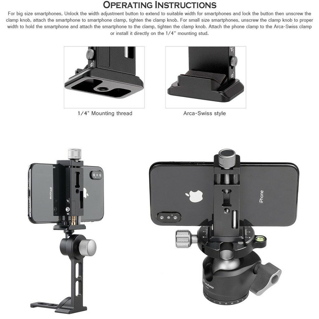 Leofoto PC-90II Phone Holder Arca-Swiss Designed