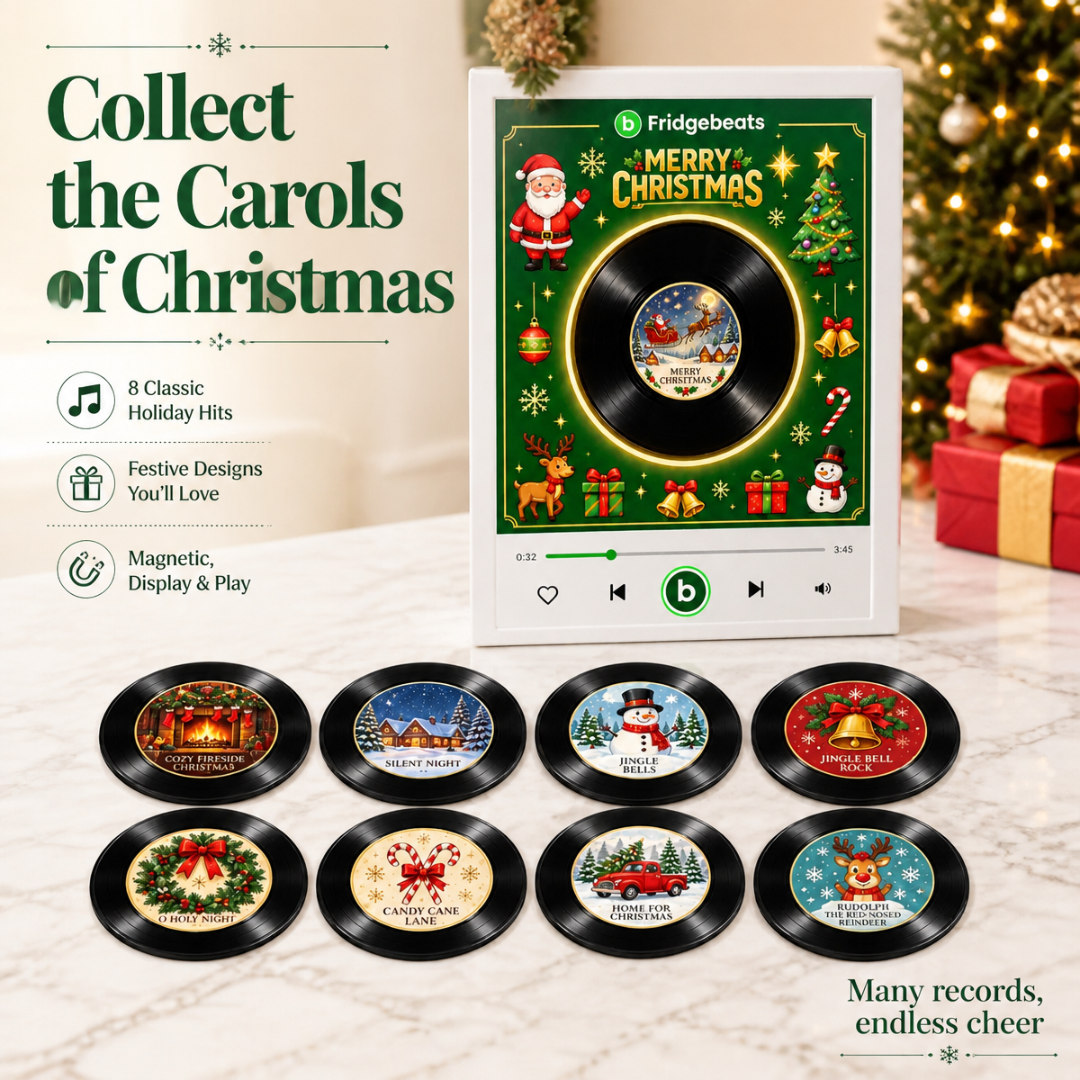 Weihnachts-Schallplattenspieler-Geschenkset Mit 9 Festlichen Titeln – Einzigartige Weihnachtsdekoration Und Klangerlebnis - Fridgebeatsde