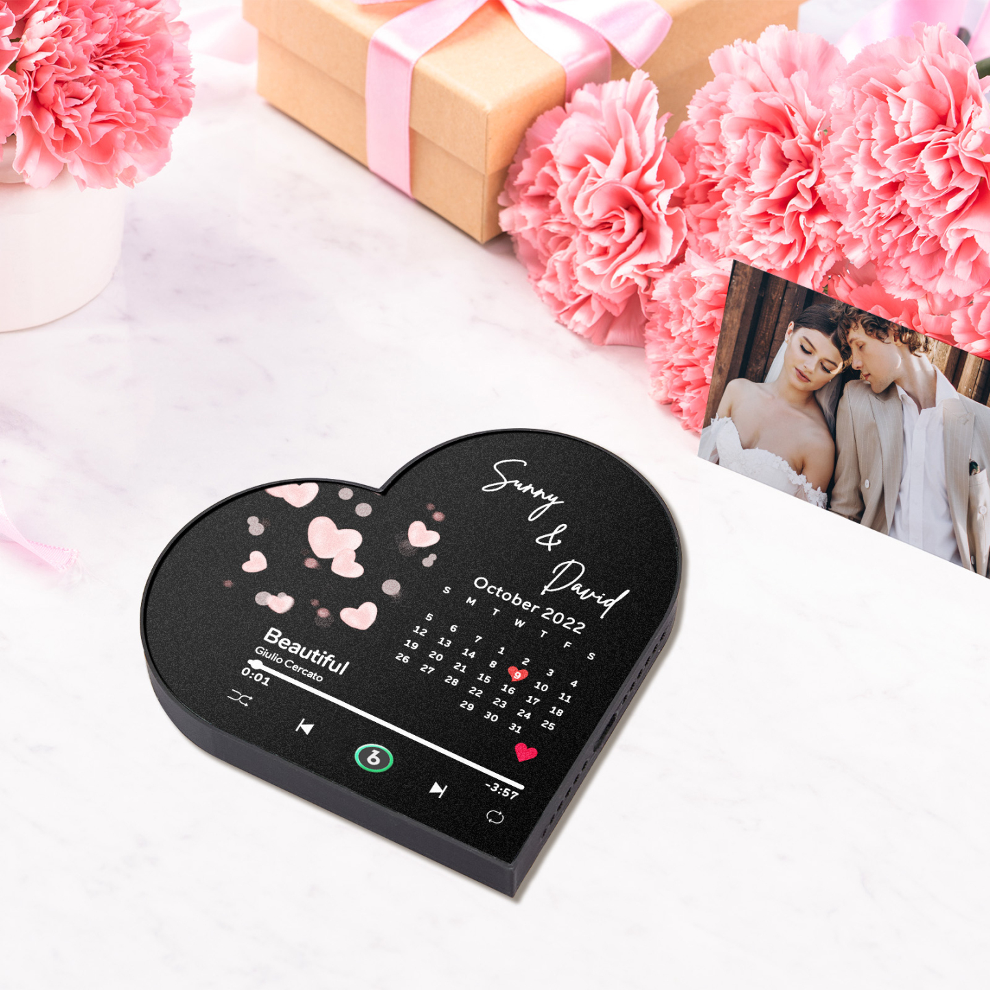 Personalisierter Herzförmiger Musik-kühlschrankmagnet „infinity Love“ Fotorahmen-magnet, Personalisiertes Geschenk Für Paare - Fridgebeatsde