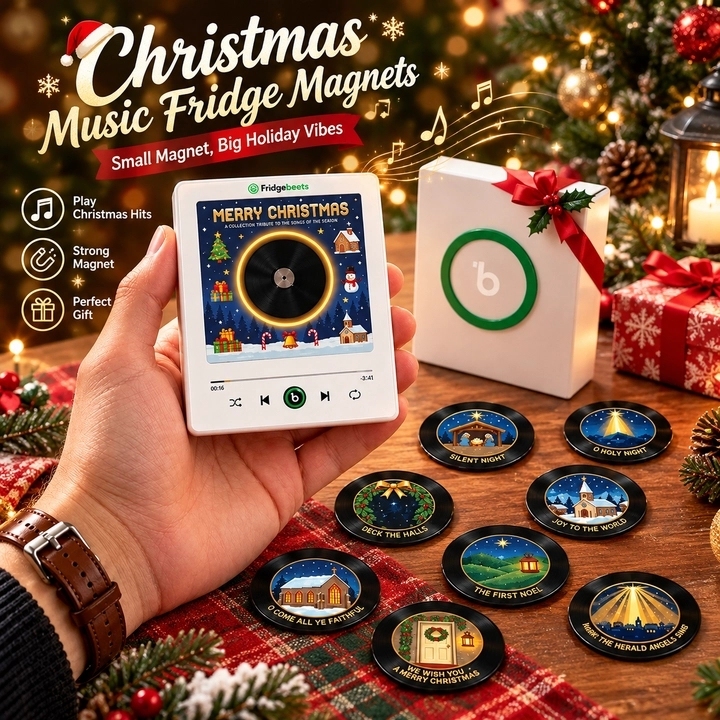 Weihnachtsgeschenke Magnetischer Kühlschrank-Plattenspieler Weihnachtsgeschenkset Mit 9 NFC-Vinylscheiben Für Weihnachtsdekoration Und MusikFridgebeats V6.0 - Fridgebeatsde