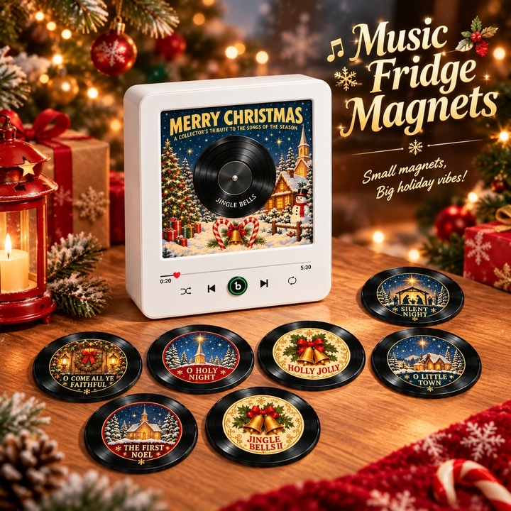 Weihnachtsgeschenke Magnetisches Kühlschrank-Vinyl-Weihnachtsmusik-Deko-Set – 9 Song-Discs Im NFC-Stil Mit Wiedergabe, Festliches Geschenk Für Zuhause Und KücheFridgebeats V6.0 - Fridgebeatsde