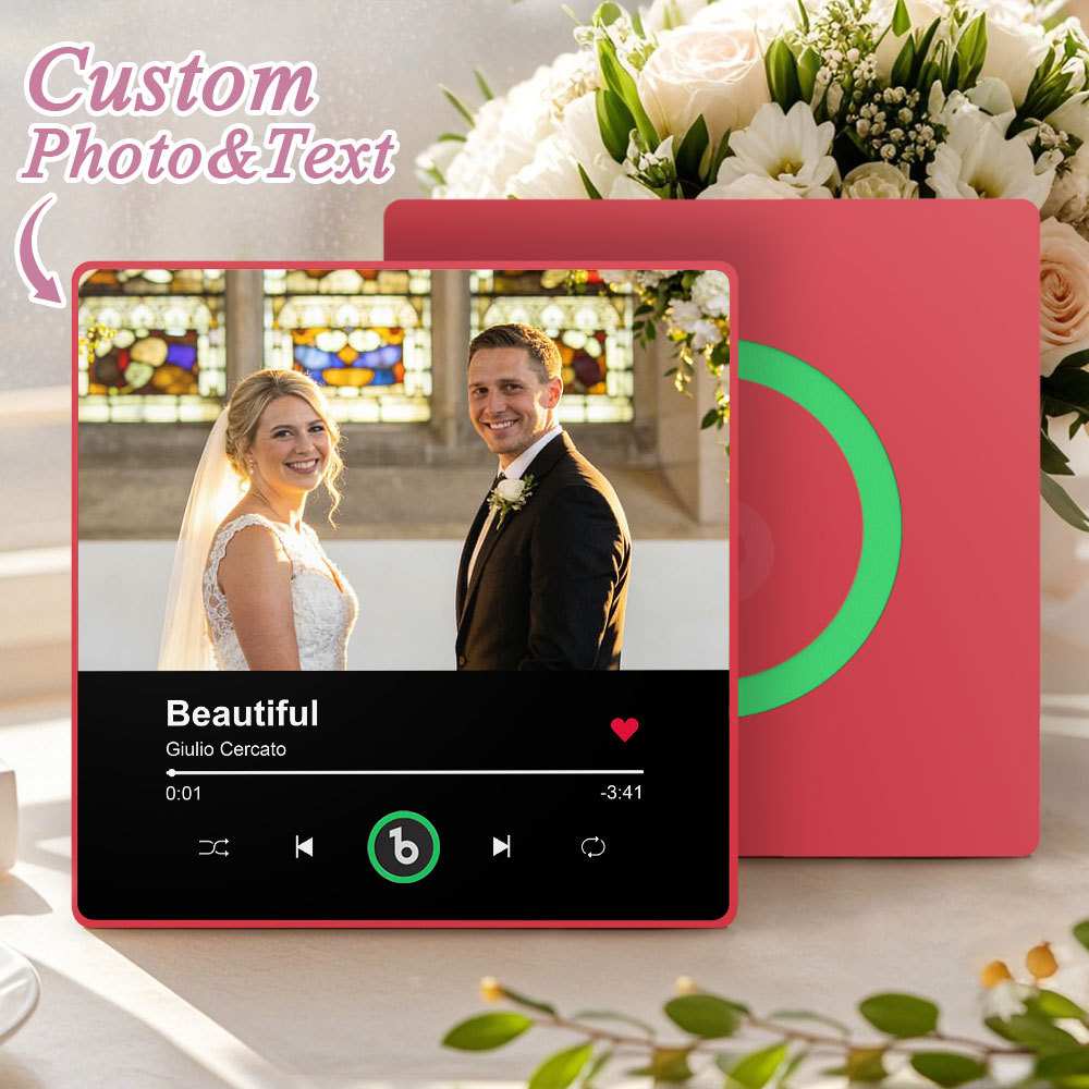 Personalisierter Kühlschrankmagnet Mit Foto Und Musik, Abspielbares Lied, Erinnerungsgeschenk, Hochzeitsgeschenk Für Den/die Liebste/n - Fridgebeatsde