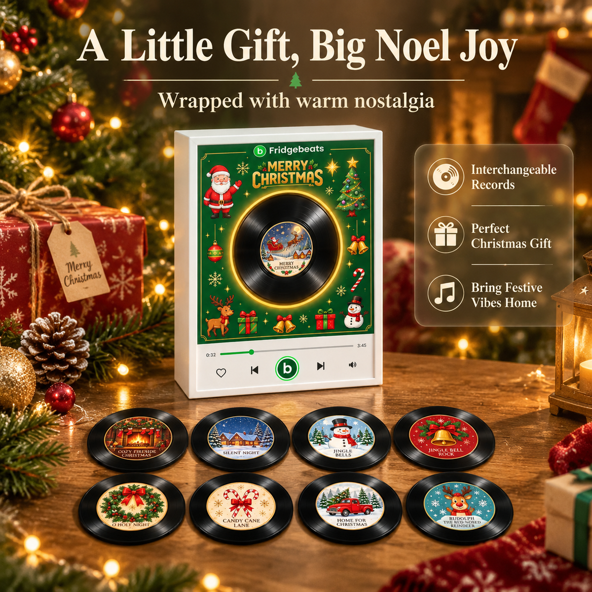 Weihnachts-Schallplattenspieler-Geschenkset Mit 9 Festlichen Titeln – Einzigartige Weihnachtsdekoration Und Klangerlebnis - Fridgebeatsde
