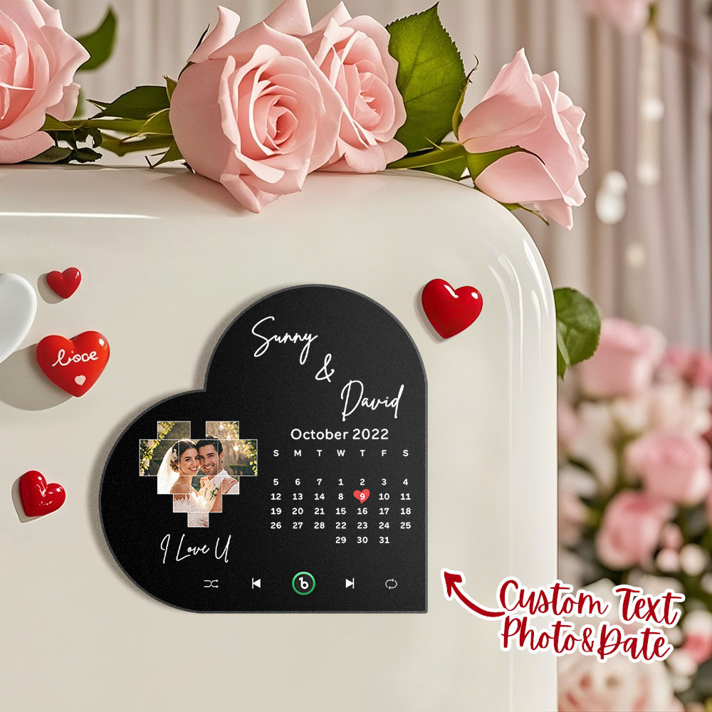 Personalisierter Musik-kühlschrankmagnet, Personalisierter Herzrahmen, Album-kühlschrankmagnet, Musik-wandfotoaufkleber, Hochzeitsgeschenk Für Sie - Fridgebeatsde
