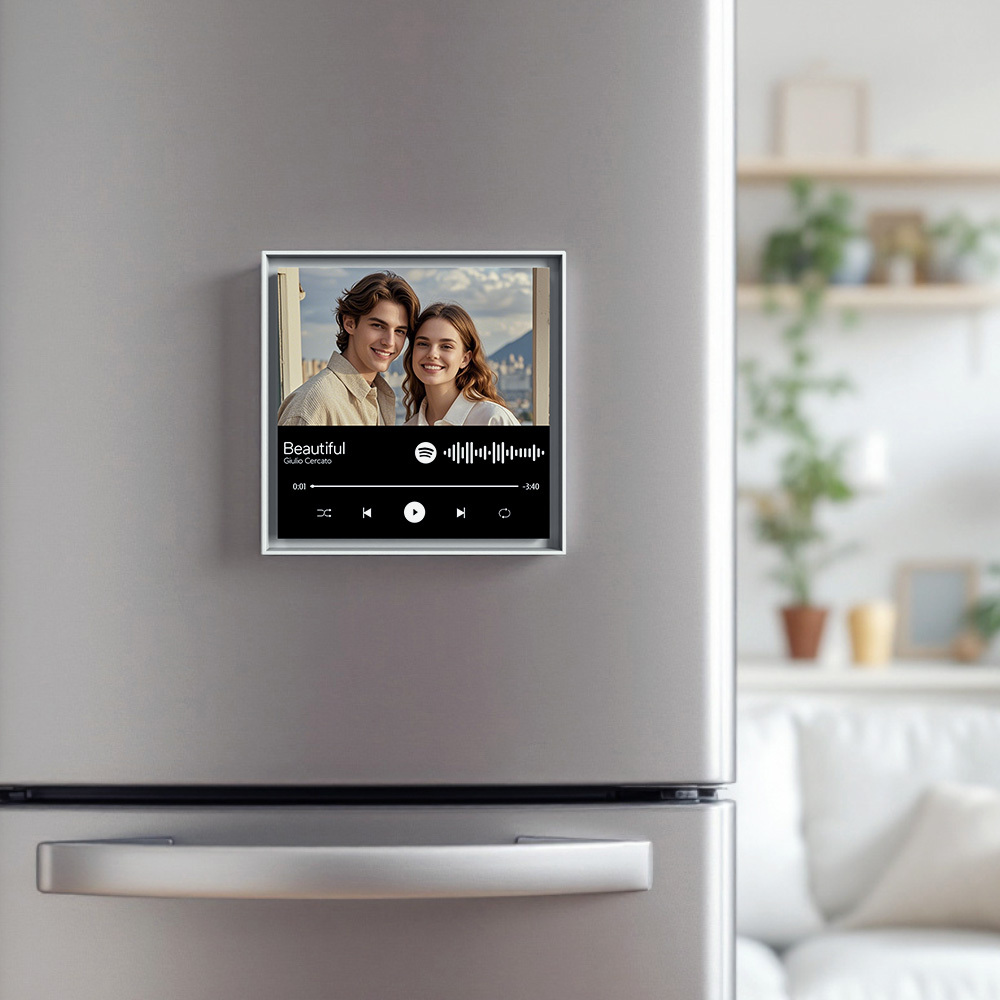 Personalisierter Musikfoto-kühlschrankmagnet, Personalisierter Spotify-rahmen, Musik-kühlschrankmagnet, Geschenk Für Paare - Fridgebeatsde