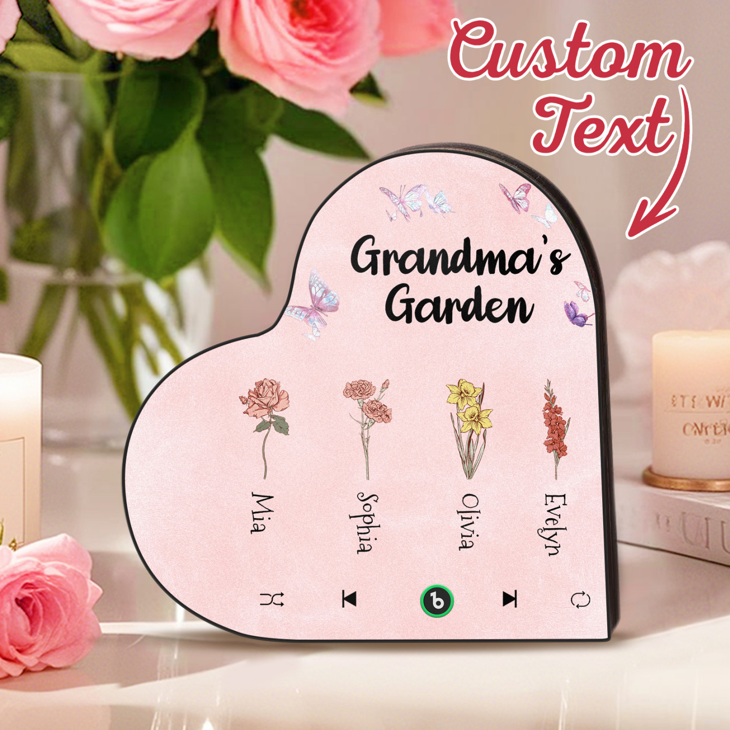 Kühlschrankmagnet In Herzform Mit Geburtsblume Und Musik, Personalisiertes Muttertagsgeschenk, Sentimentales Geschenk Für Mama - Fridgebeatsde