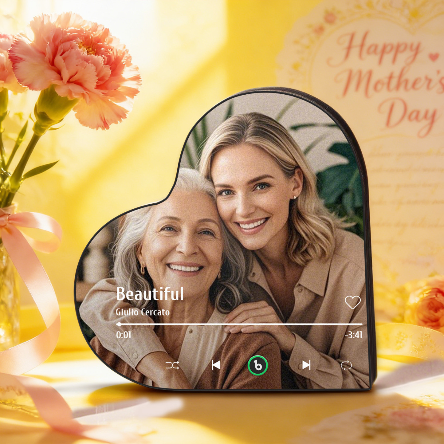 Personalisierter Musik-kühlschrankmagnet, Personalisierter Herzrahmen-album-kühlschrankmagnet, Musik-wandaufkleber Mit Fotomotiv, Muttertagsgeschenk - Fridgebeatsde