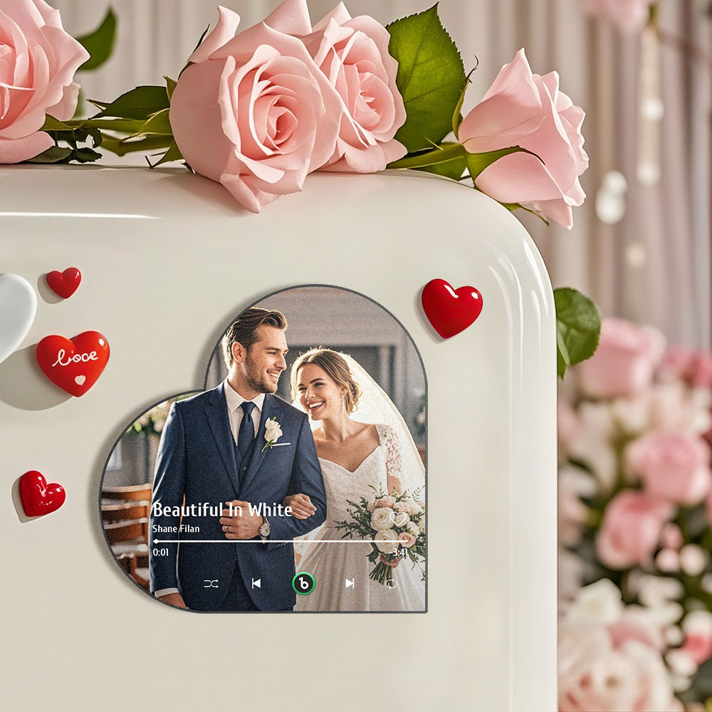 Personalisierter Musik-kühlschrankmagnet, Personalisierter Herzrahmen, Album-kühlschrankmagnet, Musik-wandfotoaufkleber, Hochzeitsgeschenk Für Sie