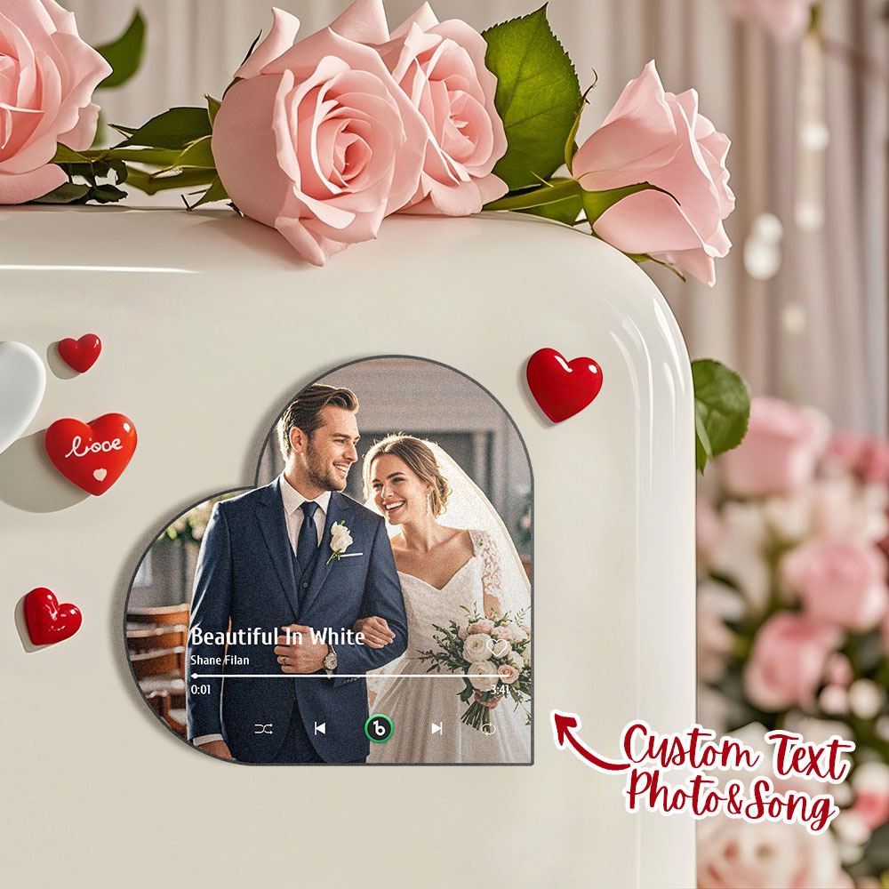 Personalisierter Musik-kühlschrankmagnet, Personalisierter Herzrahmen, Album-kühlschrankmagnet, Musik-wandfotoaufkleber, Hochzeitsgeschenk Für Sie