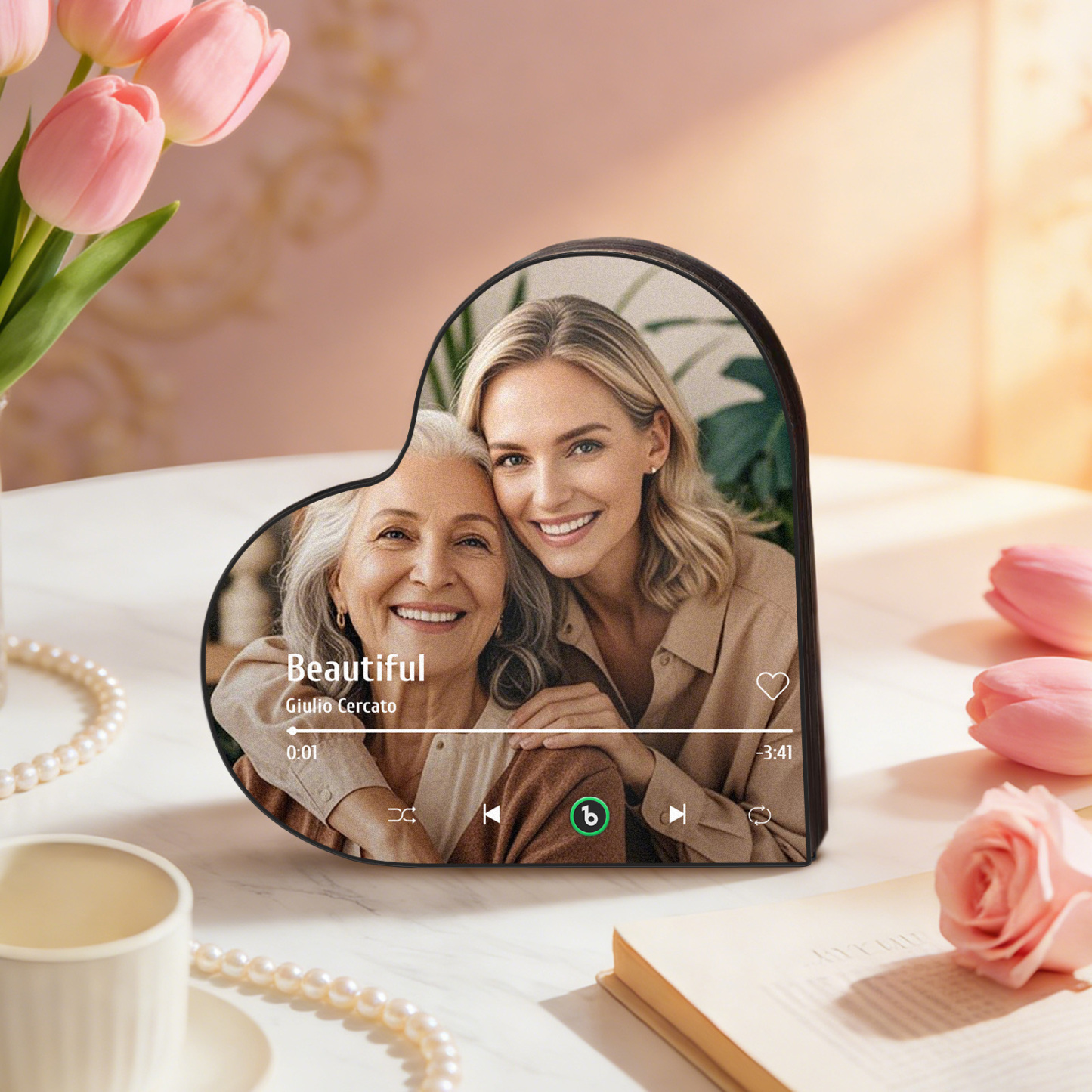 Personalisierter Musik-kühlschrankmagnet, Personalisierter Herzrahmen-album-kühlschrankmagnet, Musik-wandaufkleber Mit Fotomotiv, Muttertagsgeschenk - Fridgebeatsde