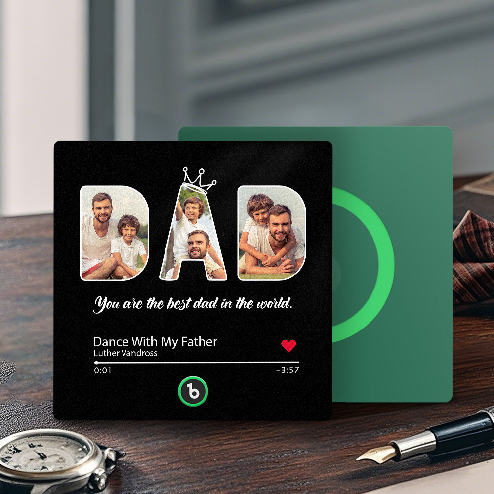 Kühlschrankmagnet Mit Foto Und Musikmotiv „du Bist Der Beste Papa Der Welt“, Vatertagsgeschenk Für Vater - Fridgebeatsde