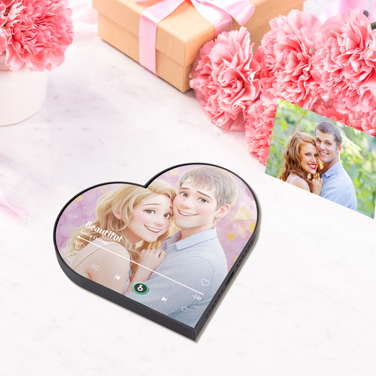 Benutzerdefinierter Musik-kühlschrankmagnet, Personalisiertes Foto, Cartoon-stil, Herzrahmen, Song-kühlschrankmagnet, Der Lieder Abspielen Kann, Jubiläumsgeschenke, Geburtstagsgeschenk Für Paare - Fridgebeatsde