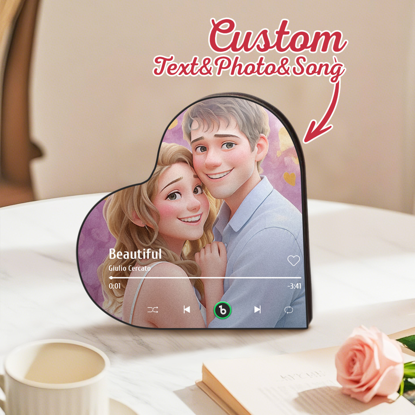 Benutzerdefinierter Musik-kühlschrankmagnet, Personalisiertes Foto, Cartoon-stil, Herzrahmen, Song-kühlschrankmagnet, Der Lieder Abspielen Kann, Jubiläumsgeschenke, Geburtstagsgeschenk Für Paare - Fridgebeatsde