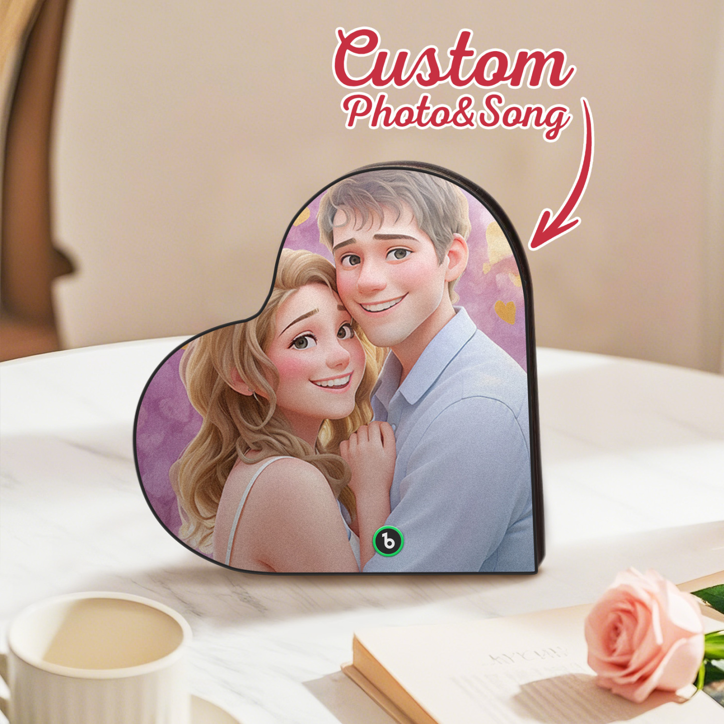 Benutzerdefinierter Musik-kühlschrankmagnet, Personalisiertes Foto, Cartoon-stil, Herzrahmen, Song-kühlschrankmagnet, Der Lieder Abspielen Kann, Jubiläumsgeschenke, Geburtstagsgeschenk Für Paare - Fridgebeatsde