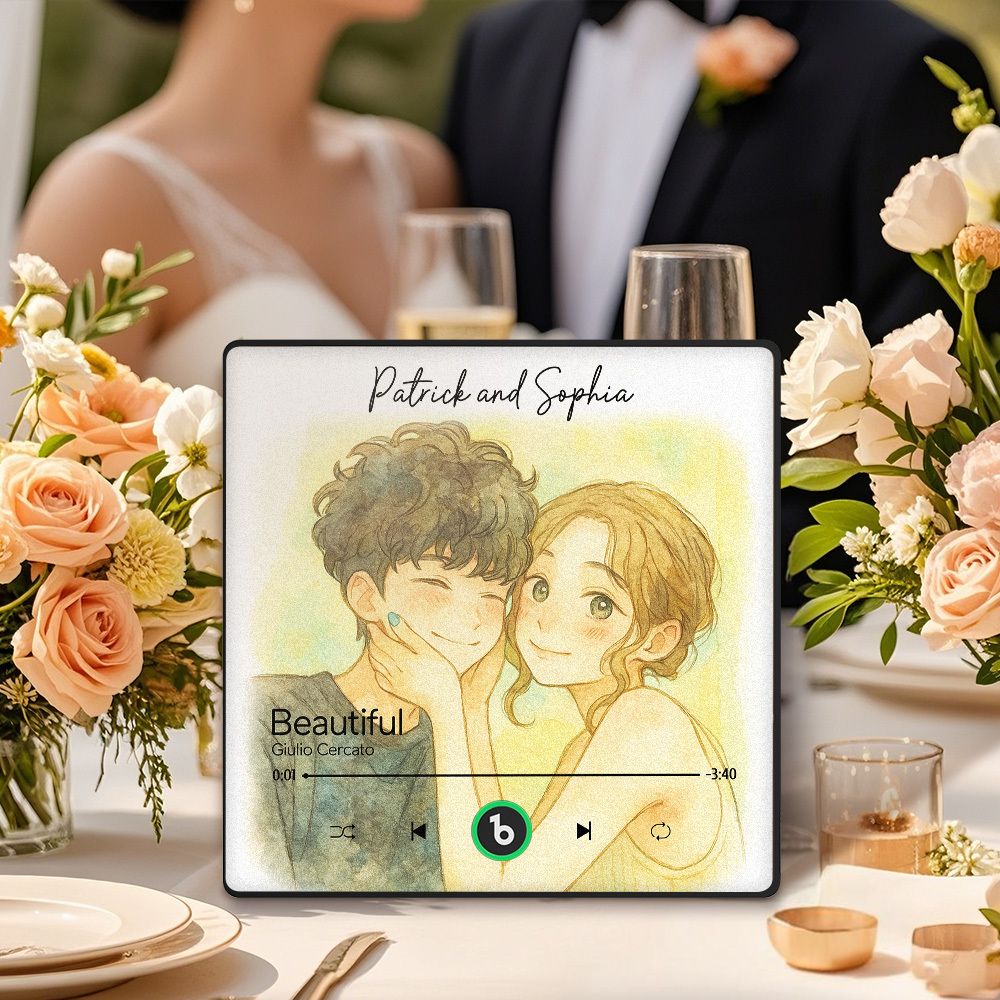 Personalisierter Musik-kühlschrankmagnet, Personalisiertes Foto, Aquarell-stil, Songmagnet, Der Lieder Abspielen Kann, Hochzeitsgeschenke, Jubiläumsgeschenke Für Paare - Fridgebeatsde