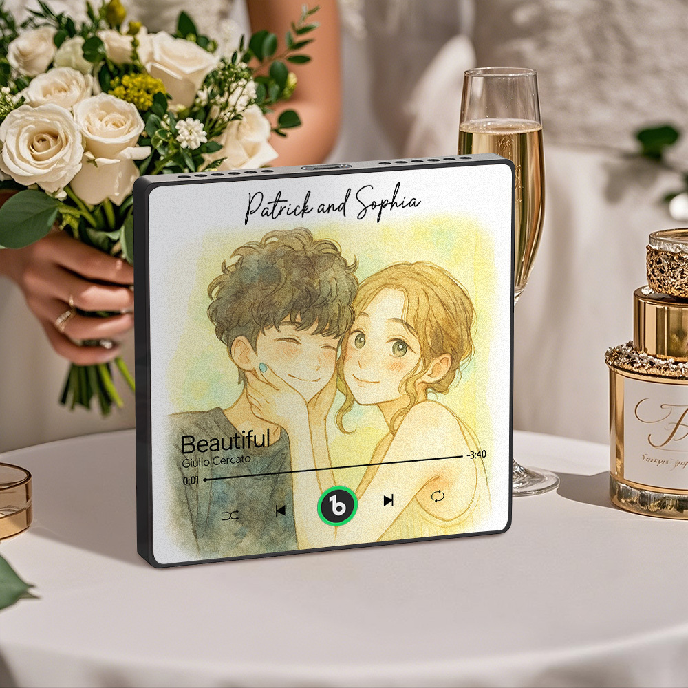 Personalisierter Musik-kühlschrankmagnet, Personalisiertes Foto, Aquarell-stil, Songmagnet, Der Lieder Abspielen Kann, Hochzeitsgeschenke, Jubiläumsgeschenke Für Paare - Fridgebeatsde