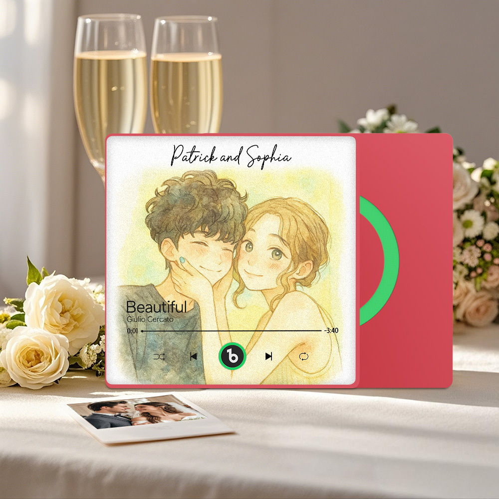 Personalisierter Musik-kühlschrankmagnet, Personalisiertes Foto, Aquarell-stil, Songmagnet, Der Lieder Abspielen Kann, Hochzeitsgeschenke, Jubiläumsgeschenke Für Paare - Fridgebeatsde