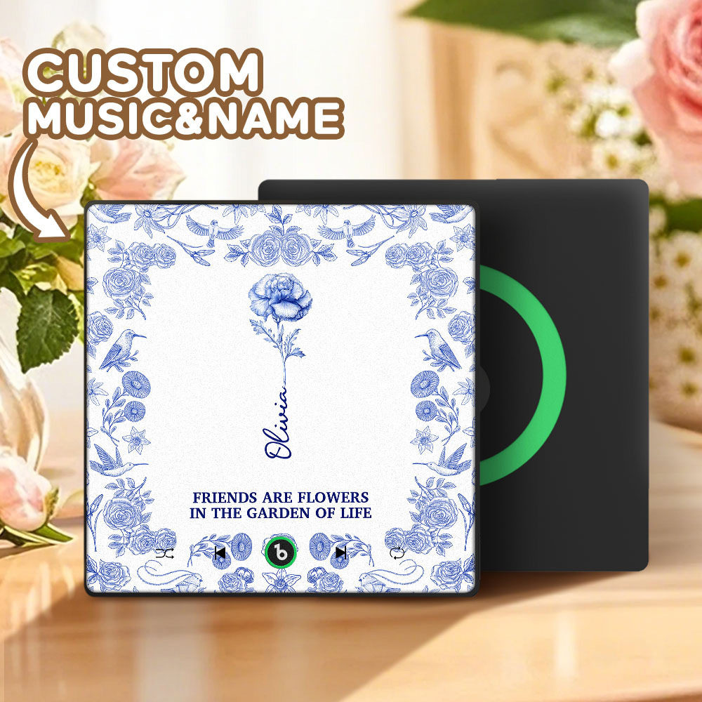 Toile De Jouy Geburtsblume Grow An Old Friend Personalisierter Musik-kühlschrankmagnet, Der Lieder Ohne Handy Abspielen Kann, Geschenk Für Oma Für Mama - Fridgebeatsde