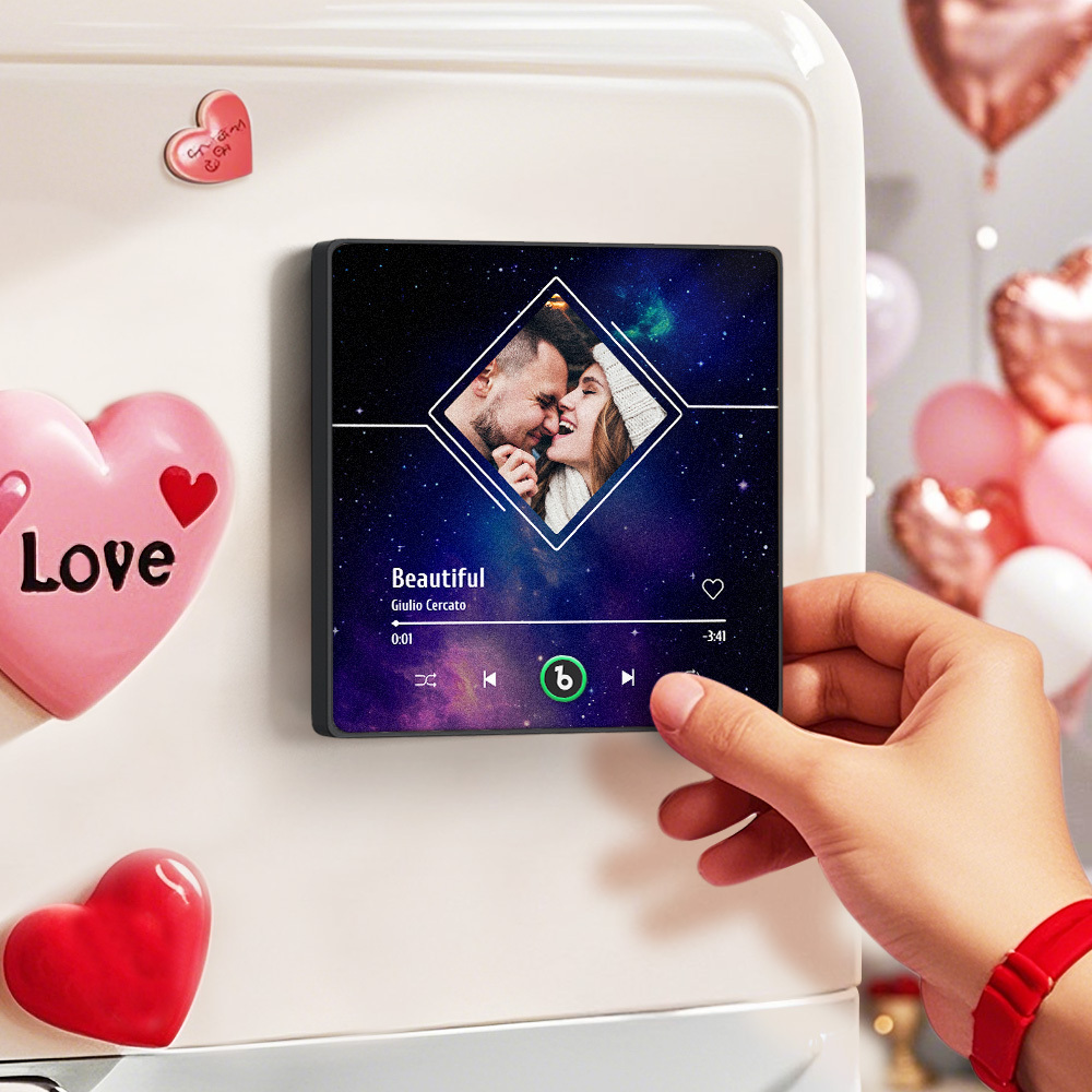 Personalisierte Musik-kühlschrankmagnete, Sternenhimmel-musik-kühlschrankmagnete, Plaketten-kühlschrankmagnete, Anpassbare Fotos Und Musik, Geschenk Für Paare - Fridgebeatsde