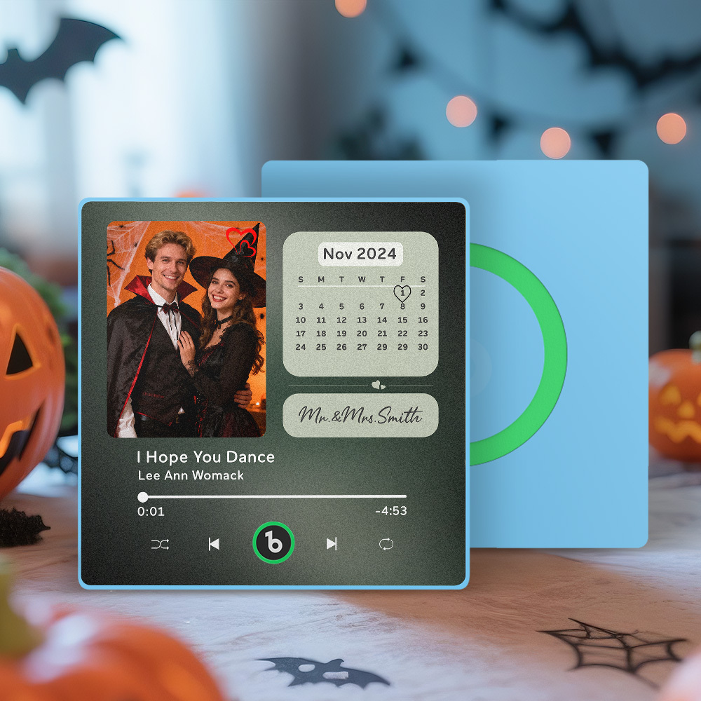 Benutzerdefinierter Musik-kühlschrankmagnet, Personalisierter Fotokalender-kühlschrankmagnet Mit Musik, Der Songkalender-geschenke Abspielen Kann, Halloween-geschenke Für Paare - Fridgebeatsde