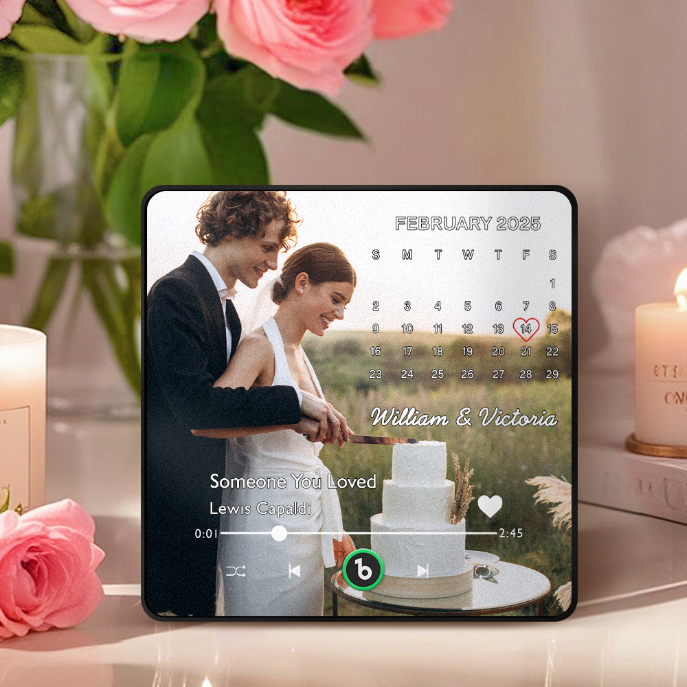 Personalisierter Foto-musik-kühlschrankmagnet Mit Individuellem Datum, Einzigartiges Hochzeitsgeschenk Für Paare - Fridgebeatsde